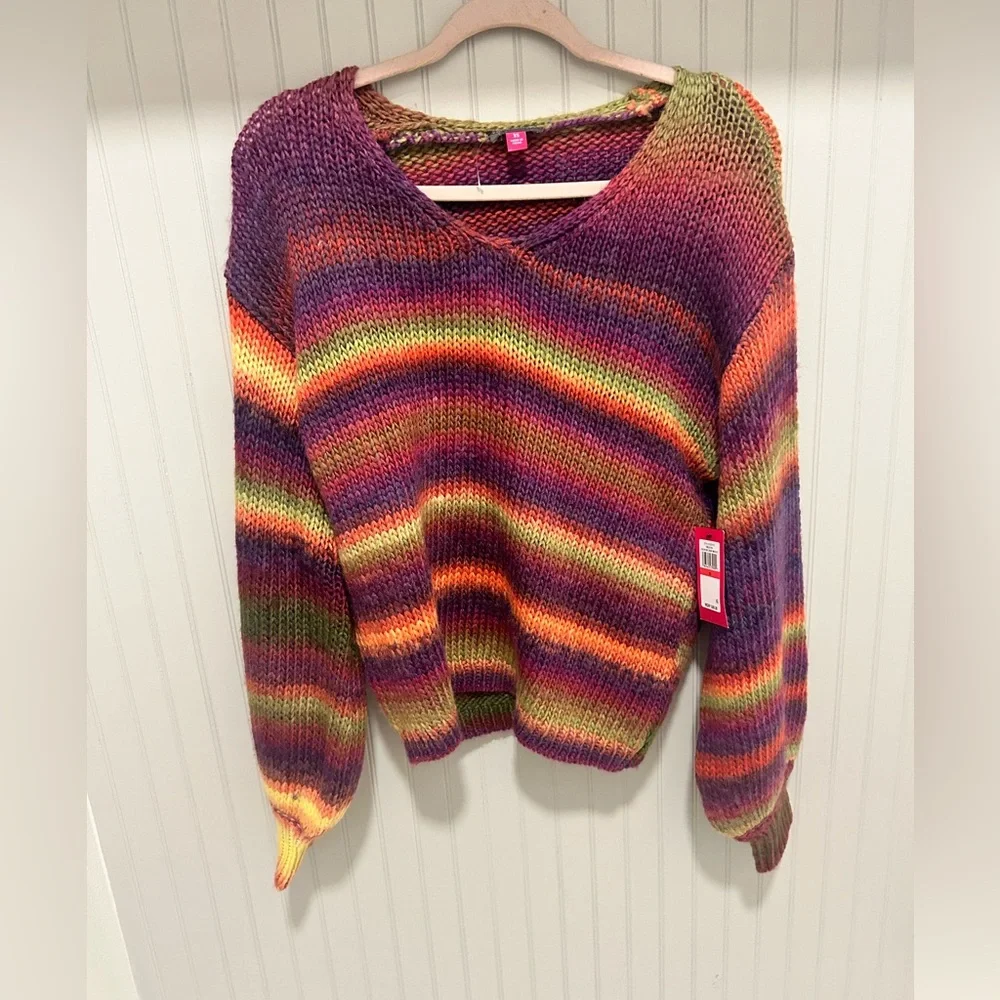 Vince Camuto Striped V-Neck Sweater - Picture 3 of 4